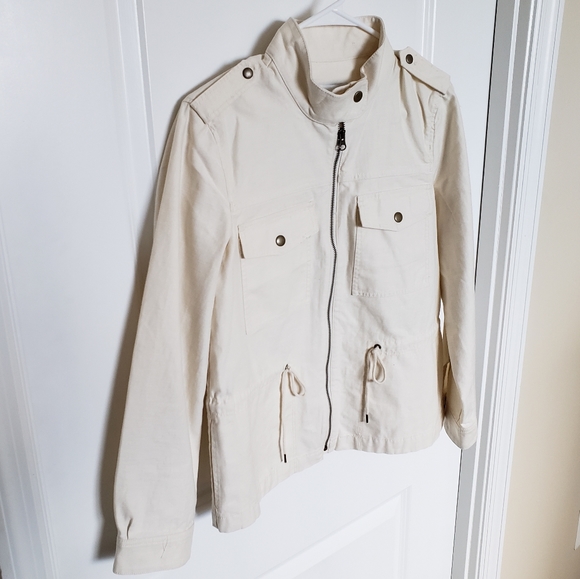 NWT J.Crew Factory Beige Cotton Field Jacket - Picture 5 of 10